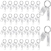 30 Pcs Engravable Metal Keychain Blanks Metal Stamping Blanks for Engraving Stainless Steel Blank Key Ring Tags with Hole Metal Stamping Tags for Graduation Gift(Rectangle)