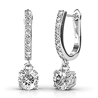 LILOVE Hoop Loop Earrings 18K White Gold with Element Crystal Sparking Jewellery Box Gift for Mother's Day Women Girl Mother Wife