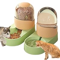 Automatic Dog Cat Feeder and Water Dispenser Set,Gravity Feeder Cat Dry Food Dog Feeder and Waterer Set, 2L Cat Food Dispenser Self Feeding, Pet Feeding Station for Puppy Kitten (Green)