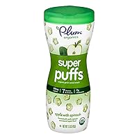 Plum Organics Super Puffs, Organic Baby Puffs, Apple with Spinach, 1.5 oz
