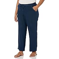 EVANS Women's Plus Size Trouser Linen Visc