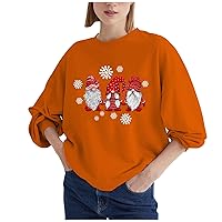 Christmas Womens Sweatshirt Snowflake Tunic Tops Long Sleeve Jumper Wintertime Sweaters Tunic Tops