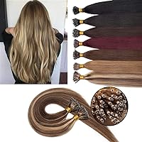 SEGO Nano Ring Bead Hair Extension 100% Remy Human Hair Extension Pre-bonded Micro Nano Rings Beads Loop Hand Tied Hairpiece Straight 24 Inch #4P27 Medium Brown&Dark Blonde 1g/strand 50g/pack