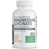 Bronson Magnesium Glycinate 200 MG per Serving 100% Chelated for High Absorption, Gentle On Stomach, Non-GMO, 60 Vegetarian Capsules