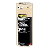 Scotch Painter's Tape Contractor Grade Masking Tape, 6 Rolls, 1.88 in x 60.1 yd, Holds to Surfaces For Up to 3 days, Removes Easily Without Leaving Sticky Residue, Interior & Exterior Use (2020-48TP6)