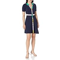 Shoshanna Women's Becka Knit Polo Mini Dress, Navy Multi, X-Small