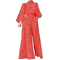 Halter Jumpsuit Women Elegant Wide Leg Romper Pants Trendy Dressy Sexy Jumpsuits Floral Print Rompers With Pocket Themed Graphic Cardigan For Women Airport Outfit For Women Set