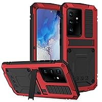 Case for Samsung Galaxy S22/S22 Plus/S22 Ultra, Built-in Screen Protector Heavy Duty Shockproof Cover, Rugged Aluminum Alloy & Silicone Military Grade Case with Kickstand