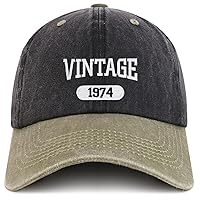 Trendy Apparel Shop Vintage 1974 Embroidered 50th Birthday Soft Crown Washed Cotton Cap