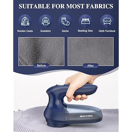 BEAUTURAL Sweater Fabric Shaver Home-Edition, Powerful & Efficient Lint Remover for Clothes and Furniture, AC Adapter or Battery Powered Pill Fuzz Remover, Special for Your Family