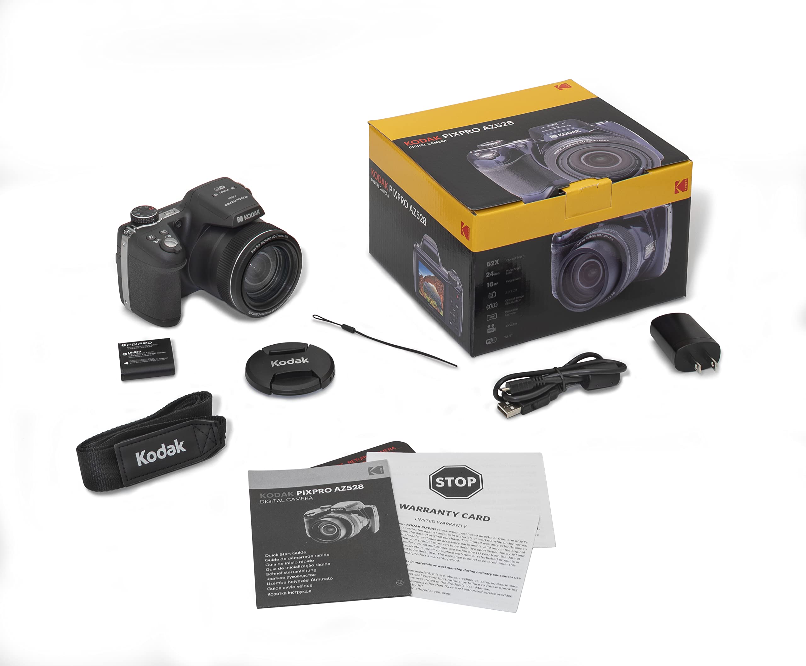 KODAK PIXPRO Astro Zoom AZ528-BK 16 MP Digital Camera with 52x Optical Zoom 24mm Wide Angle Lens 6 fps Burst Shooting 1080P Full HD Video Wi-Fi Connectivity and a 3