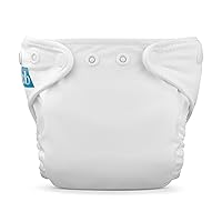 Charlie Banana Reusable Washable Cloth Diaper, Adjustable Newborn Size for Baby Girls Boys, Soft Pocket Diaper with Absorbent Insert - White, 1 Pack