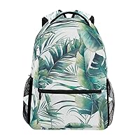 School Backpacks For Girls Kids Elementary School Shoulder Bag Tropical Palm Tree Backpack Green Leaf Printed Bookbag Laptop Backpacks Casual Daypack