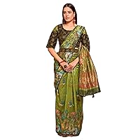 Fancy Wear Women Silk Cloth With Digital Print Ready To Wear Saree & Blouse Muslim Sari 4796