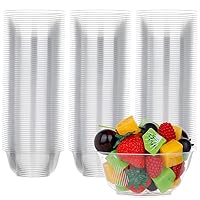 100 Pack Hard Plastic Bowls, 8oz Ice Cream Bowls, Plastic Dessert Bowls Disposable Clear Bowl Bulk for Parties Serving, Catering, Special Events, Party Supplies