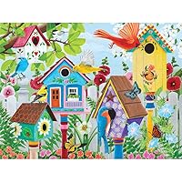 Bits and Pieces - 500 Piece Jigsaw Puzzle for Adults – ‘Birdhouse Garden’ 500 pc Large Piece Jigsaw by Artist Kathy Bambeck - 18” x 24”