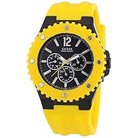 Men's Black Textured Dial Yellow Rubber