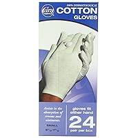 CARA Dermatological Cotton Gloves, Small, 24 Count (Pack of 24)