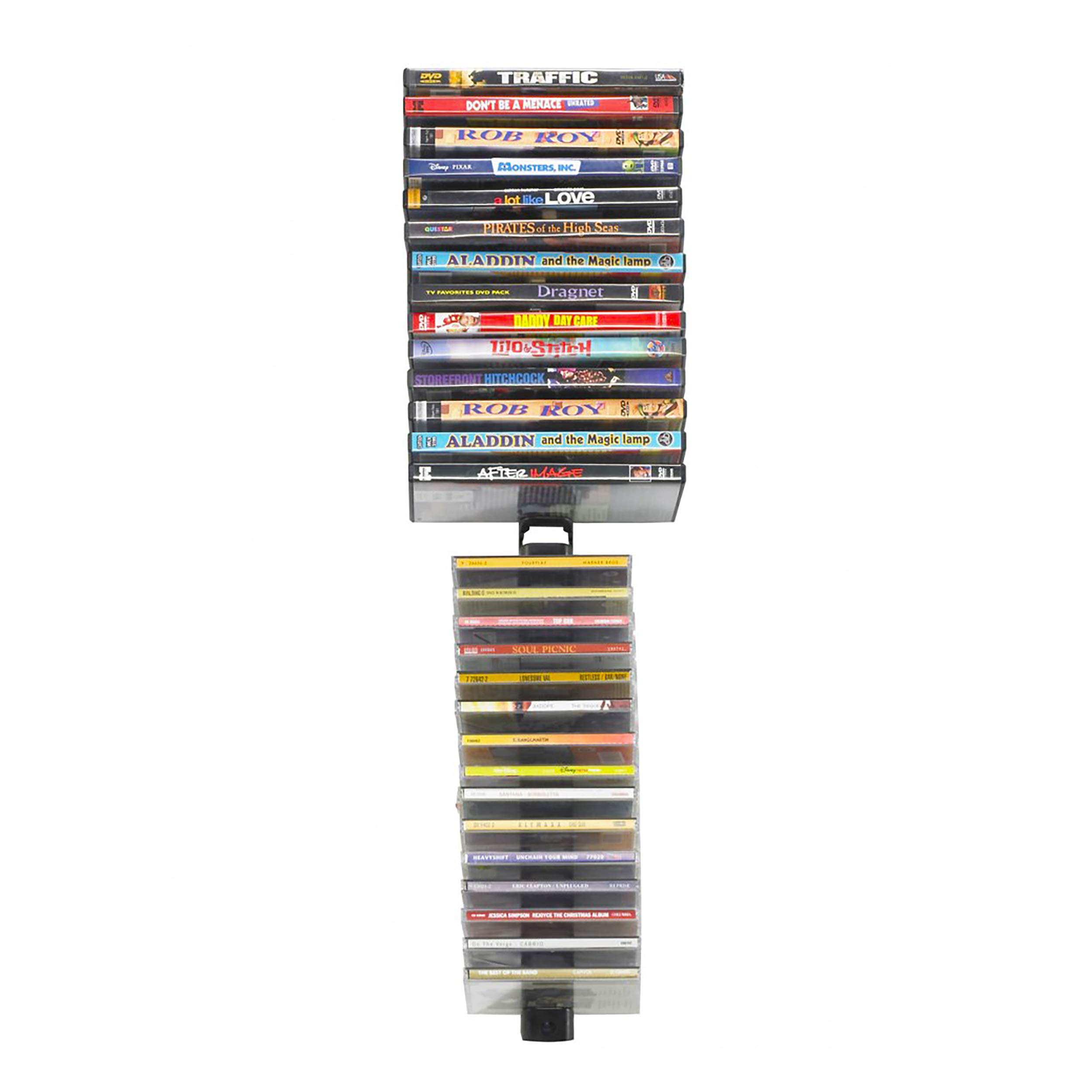 Atlantic Media Stix, Wall-Mount CD/DVD Media Storage Rack, 4-pack, Black (Updated)