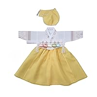 Girl Baby Hanbok Korea Traditional Clothing Dress Hanbok 100th Days 1 Age Party Celebrations 1-10 Ages Yellow jeeg05