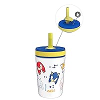 Zak Designs Sonic the Hedgehog Kelso Toddler Cups For Travel or At Home, 12oz Vacuum Insulated Stainless Steel Sippy Cup With Leak-Proof Design is Perfect For Kids (Sonic, Tails, Knuckles)