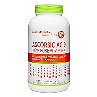 NutriBiotic Ascorbic Acid Vitamin C Powder, 16 Oz | Pharmaceutical Grade L-Ascorbic Acid, 2000 Mg Per Serving | Essential Immune & Antioxidant Collagen Support Supplement | Vegan, Gluten & GMO Free