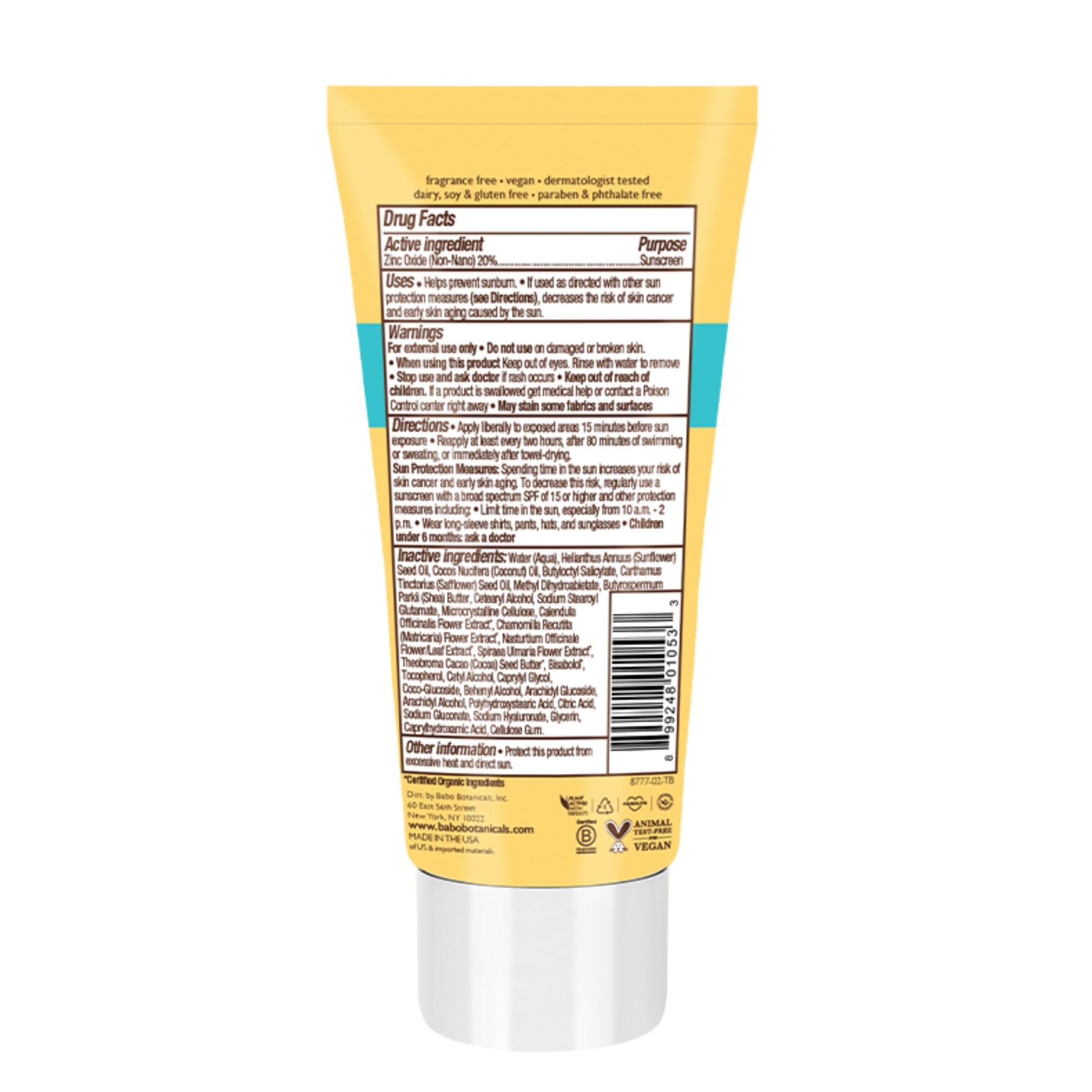 Babo Botanicals Sheer Mineral Sunscreen Lotion SPF 50 with 100% Mineral Active Ingredients - for Babies, Kids or Extra Sensitive Skin - Lightweight, Water Resistant & Fragrance Free - 3 fl. oz.