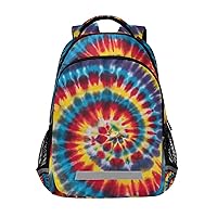ALAZA Tie Dye Yellow Red Psychedelic Swirl Backpack Purse for Women Men Personalized Laptop Notebook Tablet School Bag Stylish Casual Daypack, 13 14 15.6 inch