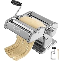VEVOR Pasta Machine, 9 Adjustable Thickness Settings Pasta Maker Machine, Noodle Maker 150 Stainless Steel Pasta Rollers and Cutter, Manual Pasta Machine Perfect for Spaghetti Pasta Lasagna Fettuccini