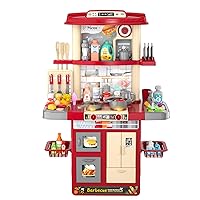 Kids Kitchen Playset for Toddlers Girls, Toy Kitchen Sets Pretend Play Food Toys for Kids Girls Ages 3 4 5 6 7 8, Play Kitchen Playset with Light Sound Spray, Toy Kitchen for Toddlers