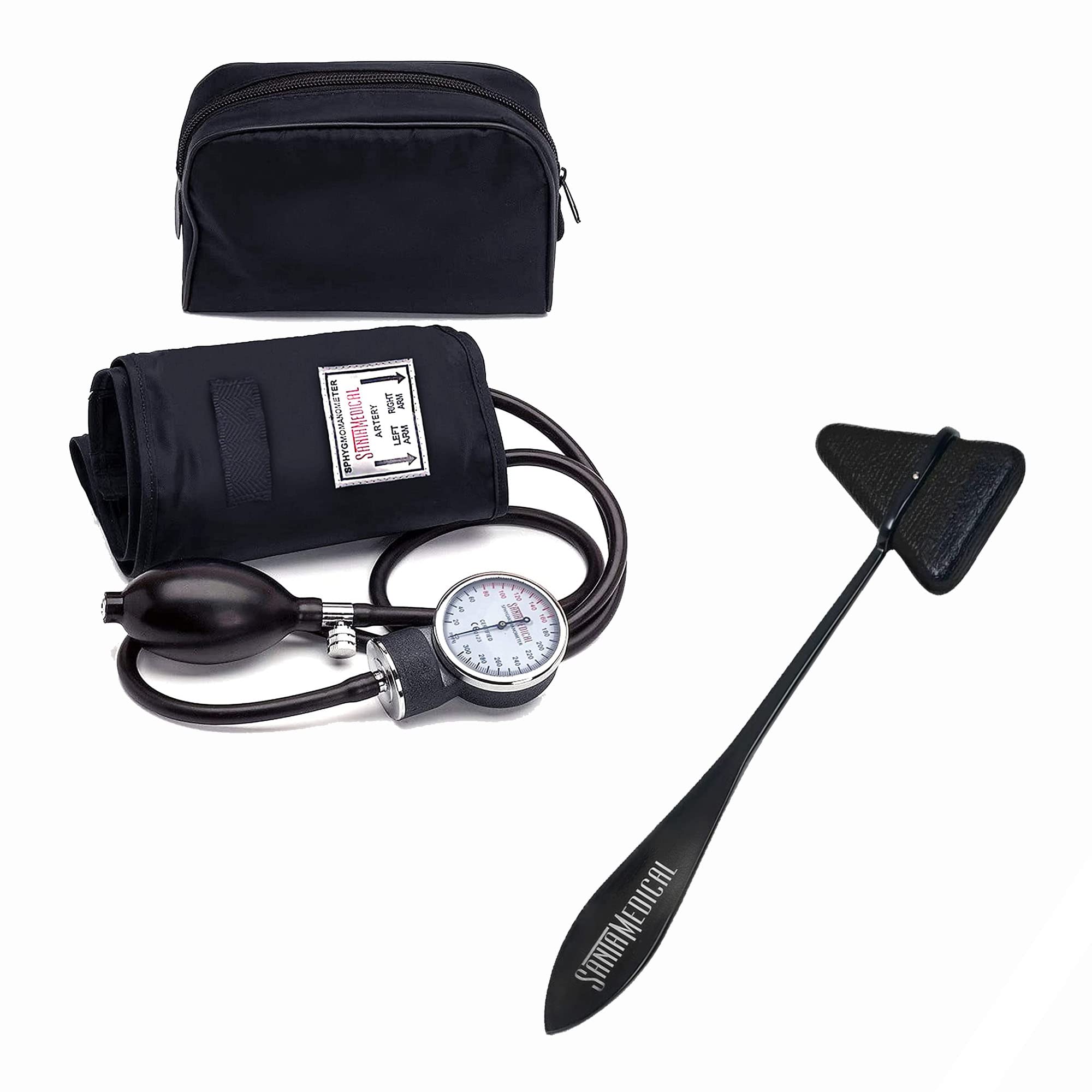 Santamedical Adult Deluxe Aneroid Sphygmomanometer - Professional Blood  Pressure Monitor with Adult Black Cuff and Carrying case (Light Black)