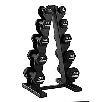 HolaHatha 2, 3, 5, 8, and 10 Pound Neoprene Dumbbell Free Hand Weight Set with Rack, Ideal for Home Exercises to Gain Tone and Definition, Pastel