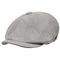 Men's Newsboy Flat Cap Linen Irish Hat Gatsby Ivy Golf Cabbie Hat