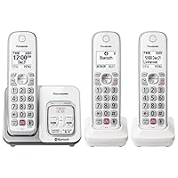 Panasonic Cordless Phone with Answering Machine, Link2Cell Bluetooth, Voice Assistant and Advanced Call Blocking, Expandable System with 3 Handsets - KX-TGD863W (White) Panasonic Cordless Phone with Answering Machine, Link2Cell Bluetooth, Voice Assistant and Advanced Call Blocking, Expandable System with 3 Handsets - KX-TGD863W (White)