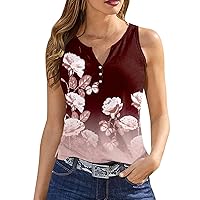 Tank Top for Women 2024 Summer Tops Casual Button Down Shirts Slim Fit V Neck Sleeveless Holiday Versatile Blouses
