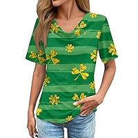 Women Blouse,Short Sleeve Plus Size Top Loose Green St. Patrick's Printed Shirt Summer Casual Fashion Tee T Shirt