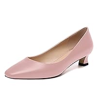 Womens Square Toe Solid Matte Office Casual Slip On Kitten Low Heel Pumps Shoes 1.5 Inch