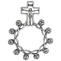 3 Styles Sterling Silver Rosary Ring One Mystery Single Decade Ring Rosary Plain and Rosebud Beads 1 11/16 inch