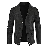 Men's Shawl Collar Cardigan Sweater Long Sleeve Button Down Regular Fit Stylish Knit Sweater Outwear With Pocket