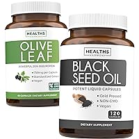 Bundle of Olive Leaf Extract & Black Seed Oil - Healthy Lifestyle Bundle - Olive Leaf Extract (Non-GMO) Super Strength: Oleuropein & Black Seed Oil - 120 Caps (Non-GMO) Premium & Cold-Pressed