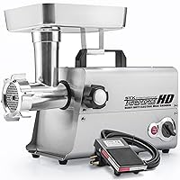 Turboforce 3500-TFHD Heavy Duty Electric Meat Grinder w/Foot Pedal • 4 Grinding Plates • 3 S/S Blades • Sausage Stuffer • Kubbe • 3 Lb. Meat Tray, • 2 Meat Claws & Burger Press