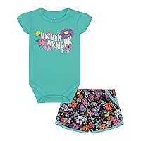 Under Armour UA PRINTED WOVEN SHORT SET, RADIAL TURQ FLORAL, 6-9 Months