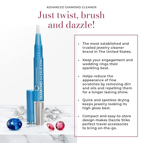 Diamond Dazzle Stik - Portable Diamond Cleaner for Rings and Other Jewelry - Bring Out The Sparkle in Your Diamonds and Precious Stones