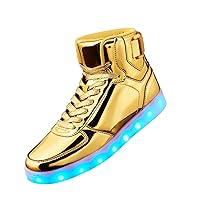DIYJTS Unisex LED Light Up Shoes, Fashion High Top LED Sneakers USB Rechargeable Glowing Luminous Shoes for Men, Women, Teens
