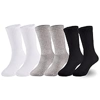EPEIUS Kids Boys/Girls' Cushioned Crew Socks Thick Cotton Athletic Socks 6 Pack 4-14 Years