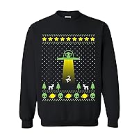 UGP Campus Apparel Alien Abduction Funny Christmas Ugly Sweater Crewneck Sweatshirt
