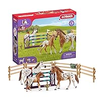 Schleich Horse Club, Horse Toys for Girls and Boys, Lisa's Tournament Training Horse Set with Appaloosa Horse Toys, 17 Pieces, Ages 5+