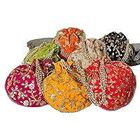 5 Pieces India Gift Hub Indian Handmade Women's Velvet Embroidered Potli Purse Bag Pouch Drawstring Bag 5 Pieces India Gift Hub Indian Handmade Women's Velvet Embroidered Potli Purse Bag Pouch Drawstring Bag
