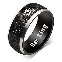 Fashion 2-Tones Queen King Rings - Stainless Steel Her King and His Queen Couples Wedding Band Engagement Y1314