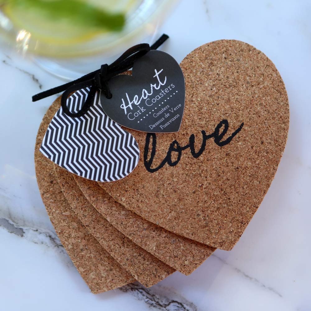 Kate Aspen Heart Cork Coasters, Set of 4